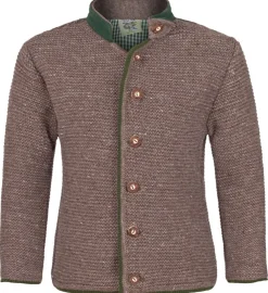 Isar-Trachten Kinder Janker mit Stehkragen 47087 | Strickjacke Braun