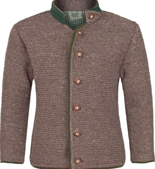 Isar-Trachten Kinder Janker mit Stehkragen 47087 | Strickjacke Braun