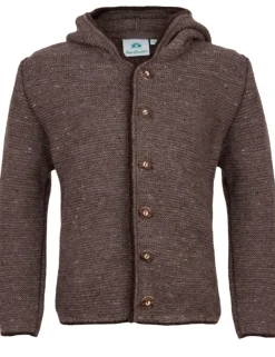 Isar-Trachten Kinder Janker mit Kapuze 47083 | Strickjacke Mode Braun