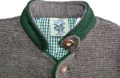 Isar-Trachten Kinder Janker mit Stehkragen 47087 | Strickjacke Braun