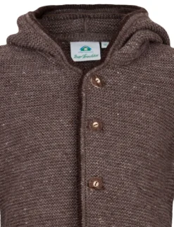 Isar-Trachten Kinder Janker mit Kapuze 47083 | Strickjacke Mode Braun