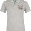 Isar-Trachten Kinder Poloshirt "Benjamin" mit Hirschstickerei | Grau