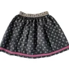 Isar-Trachten Kinder Trachtenrock "Josefa" mit Blümchen 60638 | Schwarz Rosa