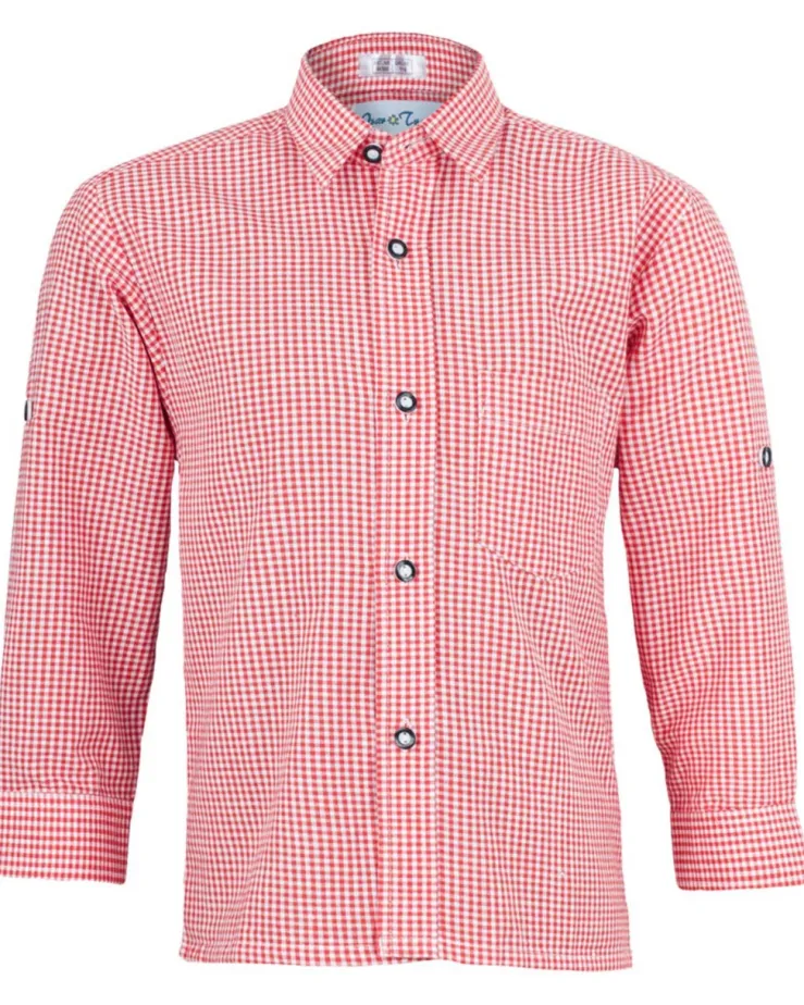 Isar-Trachten Kinder Trachtenhemd "Dominik" 48300 | Rot Kariert