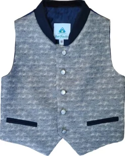 Isar-Trachten Kinder Weste "Louis" Hirschmotiv 75315 | Blau Grau