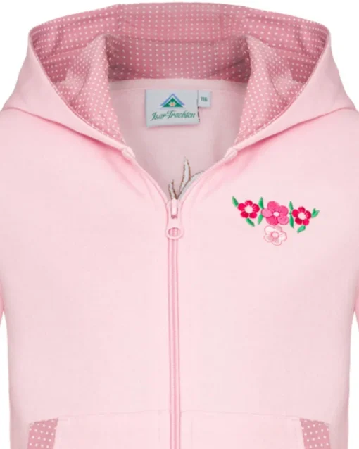 Isar-Trachten Mädchen Sweatshirt Hoodie mit Stickerei 57303 | Rosa