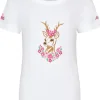 Isar-Trachten Mädchen T-Shirt "Reh" mit Stickerei 52766 | Weiß Pink