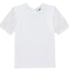 Isar-Trachten Mädchen T-Shirt mit Spitzenärmeln 52730 | Weiß