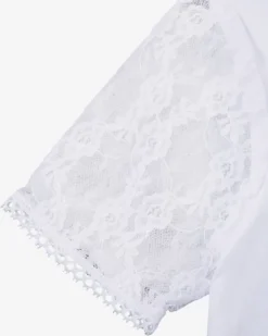 Isar-Trachten Mädchen T-Shirt mit Spitzenärmeln 52730 | Weiß