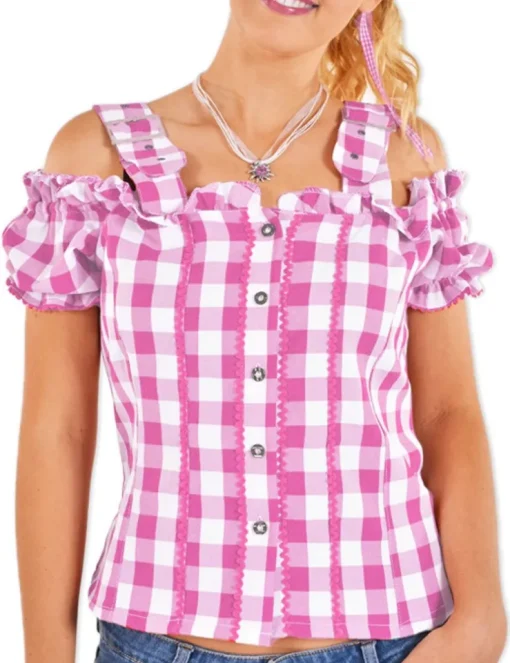 Karo Trachtenbluse Mandy - Rosa