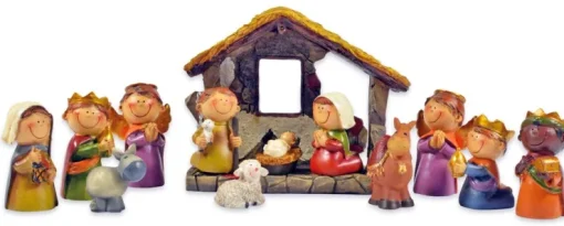 Kinder Krippenfiguren Set 12-tlg. mit Stall - 2,5-9,0 cm | 78356 - Weihnachtskrippe