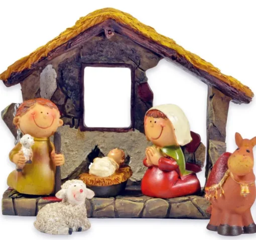 Kinder Krippenfiguren Set 12-tlg. mit Stall - 2,5-9,0 cm | 78356 - Weihnachtskrippe