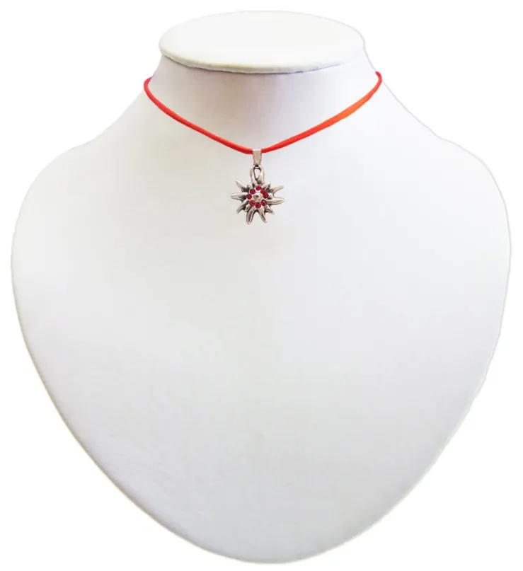 Kinder Trachten Halskette mit Edelweiß Rot