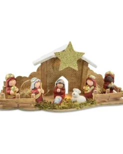 Kinderkrippe Weihnachtskrippe mit LED Beleuchtung | 12476