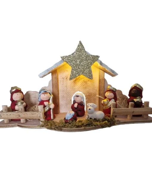 Kinderkrippe Weihnachtskrippe mit LED Beleuchtung | 12476