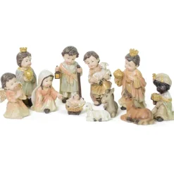 Kinderkrippenfiguren Set 11-tlg. 3,0 - 7,5 cm Naturfarben Weihnachtskrippe | 78459