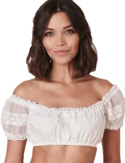 Krüger Carmen Dirndlbluse "Ebony" mit Spitze | Ecru