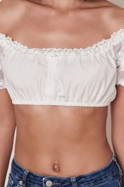 Krüger Carmen Dirndlbluse "Ebony" mit Spitze | Ecru