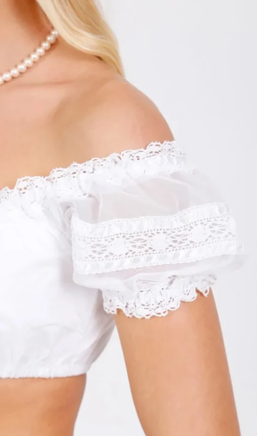 Krüger Carmen Dirndlbluse "Ebony" mit Spitze | Weiß