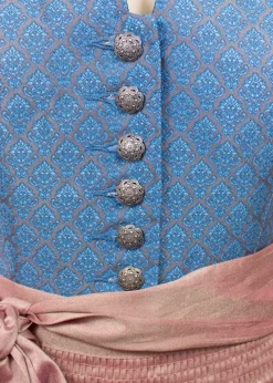 Krüger Collection Damen Dirndl Pia - Blau Rosé 70cm