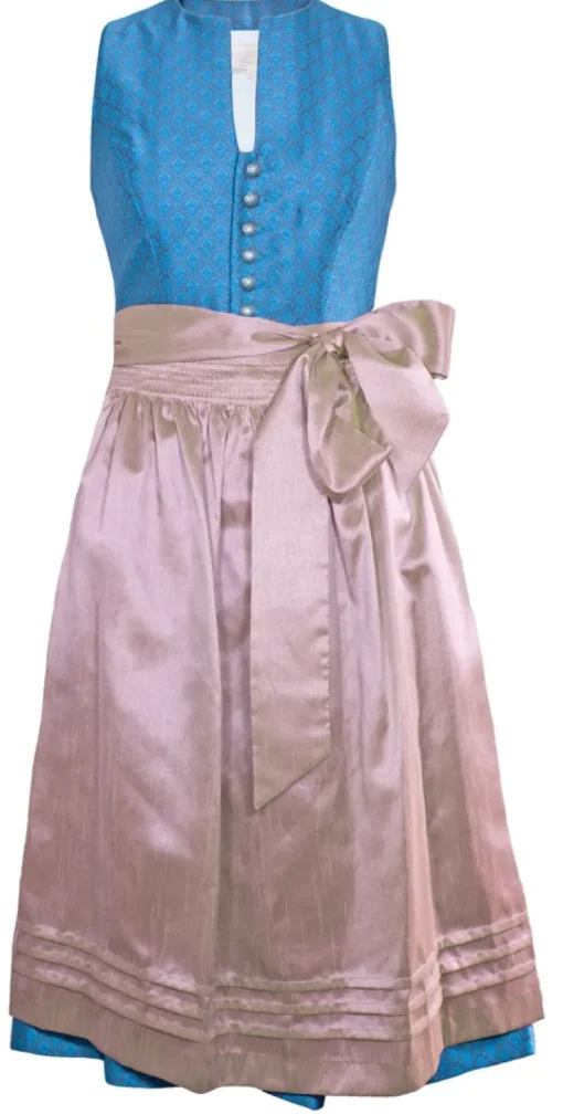 Krüger Collection Damen Dirndl Pia - Blau Rosé 70cm