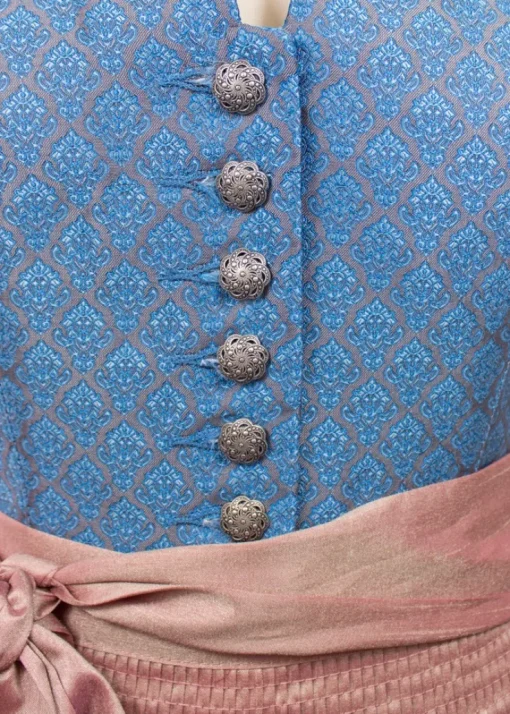 Krüger Collection Damen Dirndl Pia - Blau Rosé 70cm