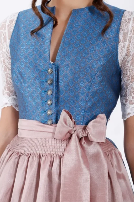 Krüger Collection Damen Dirndl Pia - Blau Rosé 70cm