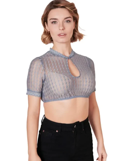 Krüger Collection Dirndlbluse "Bernarda" Kurzarm 216367 | Hellblau