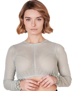 Krüger Collection Langarm Dirndlbluse "Araceli" mit Lochspitze 216267 | Hellgrün