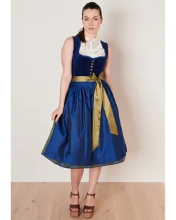 Krüger Collection Samt Dirndl "Carlotta" 112266 | Blau 70cm