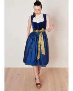 Krüger Collection Samt Dirndl "Carlotta" 112266 | Blau 70cm