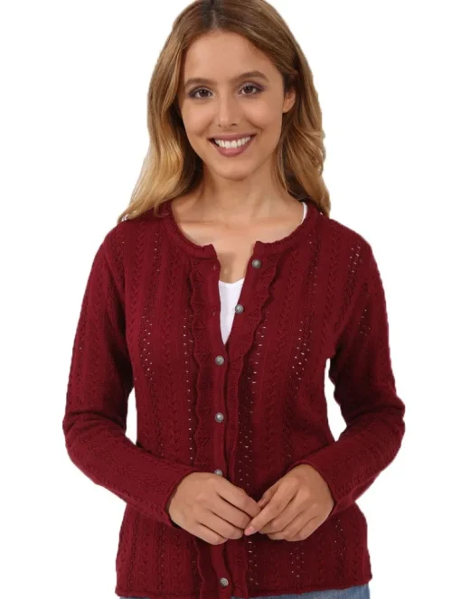 Krüger Damen Trachtenjacke "Augusta" mit Lochstickerei | Bordeaux Rot