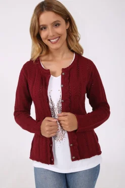 Krüger Damen Trachtenjacke "Augusta" mit Lochstickerei | Bordeaux Rot