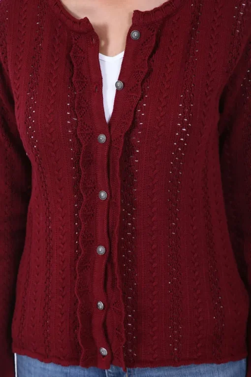 Krüger Damen Trachtenjacke "Augusta" mit Lochstickerei | Bordeaux Rot