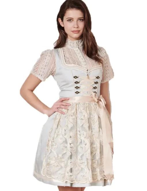 Krüger Dirndl "Dalina" Spitzenschürze 412465 | Hellblau Creme 50cm