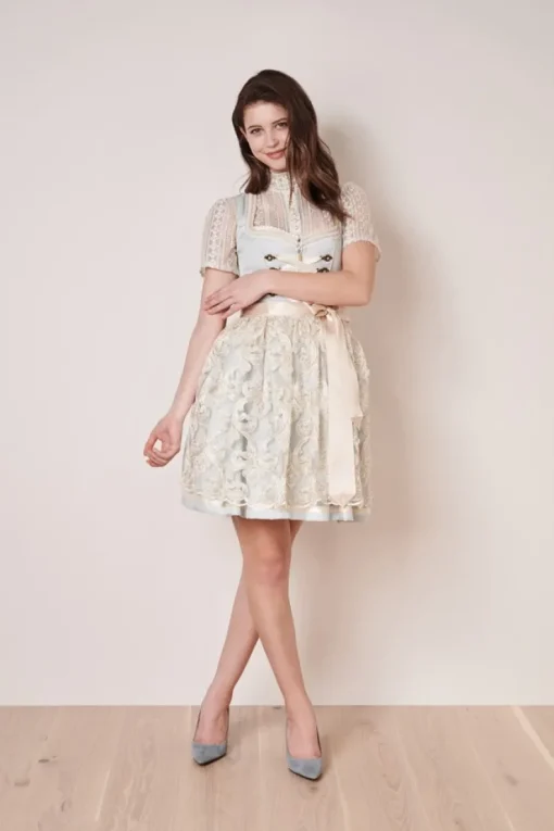 Krüger Dirndl "Dalina" Spitzenschürze 412465 | Hellblau Creme 50cm