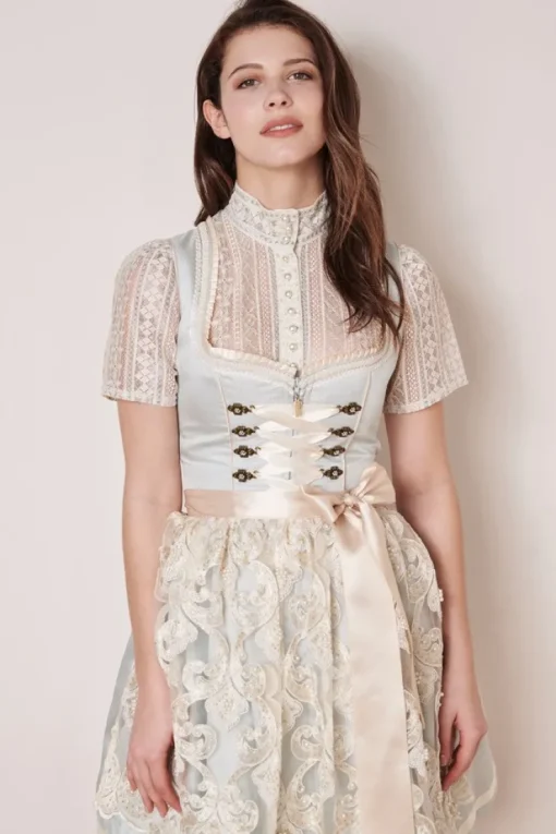 Krüger Dirndl "Dalina" Spitzenschürze 412465 | Hellblau Creme 50cm