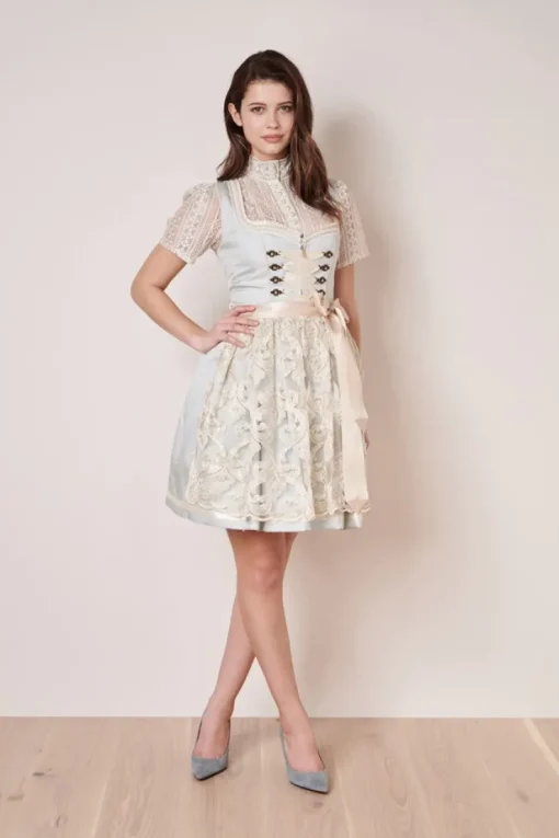 Krüger Dirndl "Dalina" Spitzenschürze 412465 | Hellblau Creme 50cm