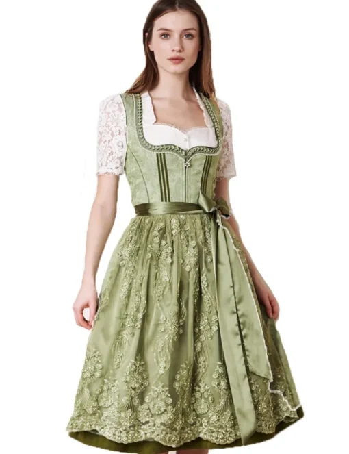 Krüger Dirndl "Gesia" mit Spitzenschürze 111065 | Hellgrün 70cm