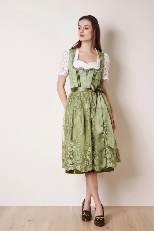 Krüger Dirndl "Gesia" mit Spitzenschürze 111065 | Hellgrün 70cm