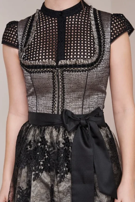 Krüger Dirndl "Loreen" mit Spitzenschürze 412365 | Anthrazit Schwarz - 60cm