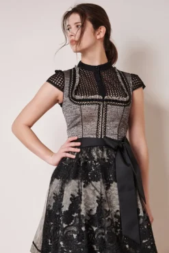 Krüger Dirndl "Loreen" mit Spitzenschürze 412365 | Anthrazit Schwarz - 60cm