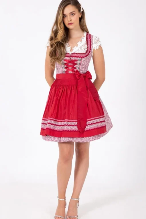 Krüger MADL Damen Dirndl "Zea" 046375 | Bordeaux Rot 50cm