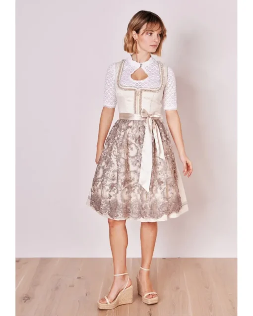 Krüger MADL Dirndl "Fia" mit Spitzenschürze 416966 | Natur 60cm