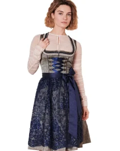 Krüger MADL Dirndl "Isi" mit Spitzenschürze 415367 | Blau 60cm