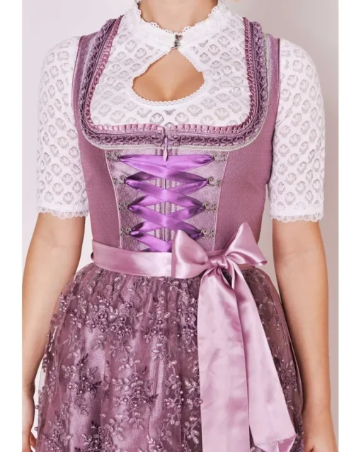 Krüger MADL Dirndl "Kalila" mit Spitzenschürze 419367 | Lila 50cm