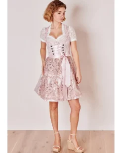 Krüger MADL Dirndl "Lia" mit Spitzenschürze 415767 | Rose 50cm