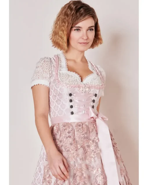 Krüger MADL Dirndl "Lia" mit Spitzenschürze 415767 | Rose 50cm