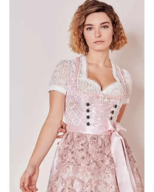 Krüger MADL Dirndl "Lia" mit Spitzenschürze 415767 | Rose 50cm