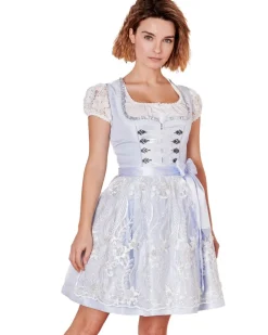 Krüger MADL Dirndl "Samantha" mit Spitzenschürze 419167 | Hellblau 50cm